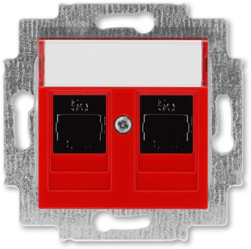 Розетка компьютерная без рамки ABB EPJ Levit 2-м. RJ45+RJ45 5e красный картинка